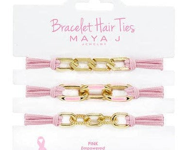 Pink Elastic Bracelet Hair Tie White