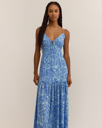 Lisbon Arta Floral Maxi Dress- Blue Wave