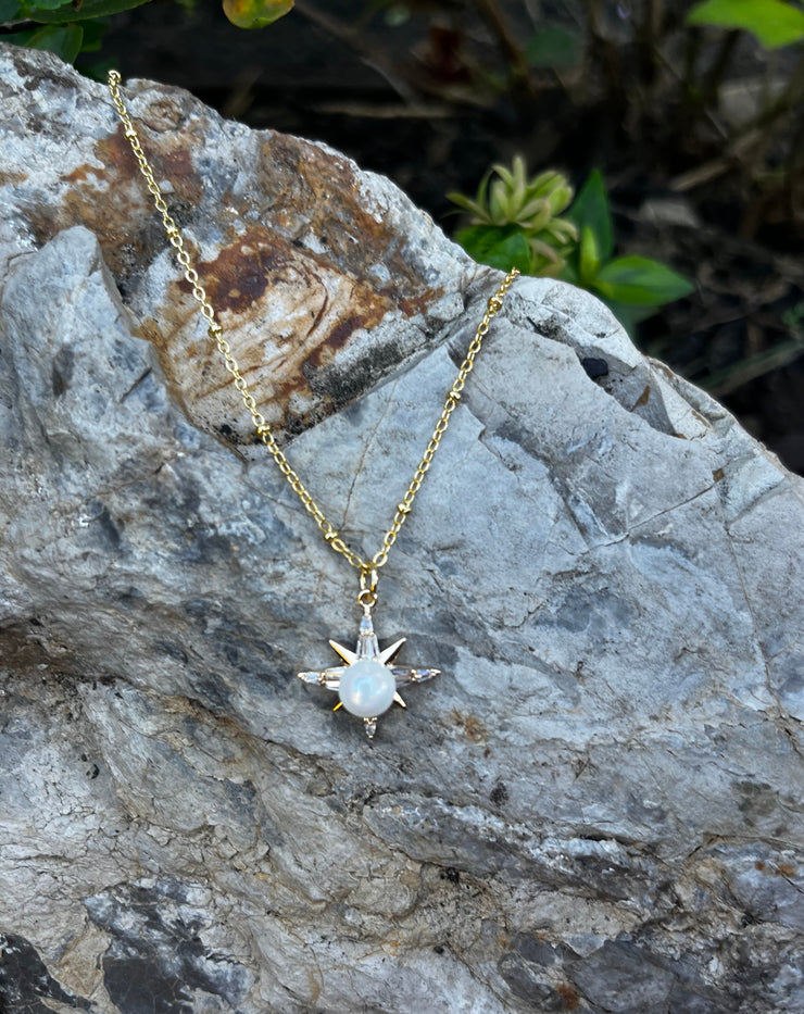 Star Pearl Drop Necklace