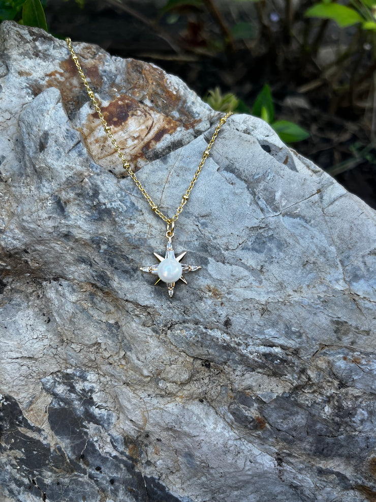 Star Pearl Drop Necklace