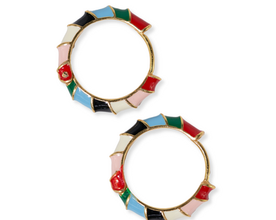 Pippa Twisted Colorblock Enamel Hoop Earrings-Multi