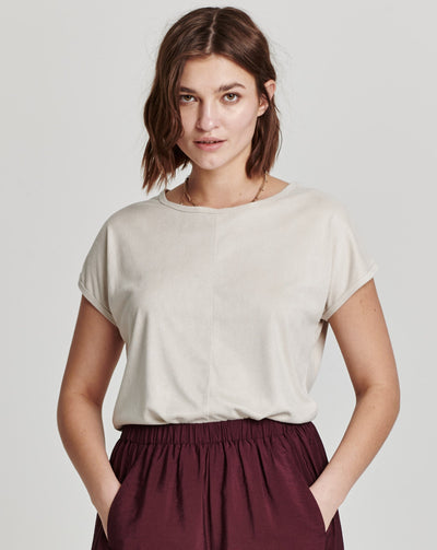 Lacey Suede Dolman Sleeve Top- Birch