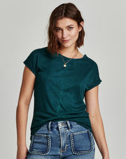Lacey Suede Dolman Sleeve Top- Spruce