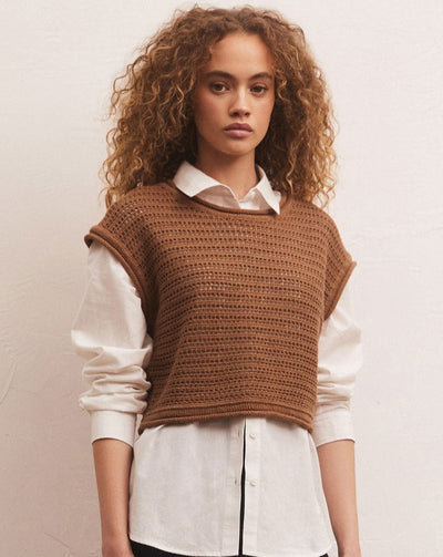Quincey Sweater Top- Chestnut