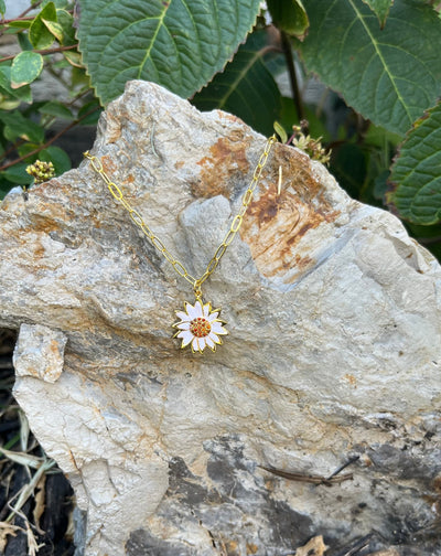 White Ruby Daisy Necklace
