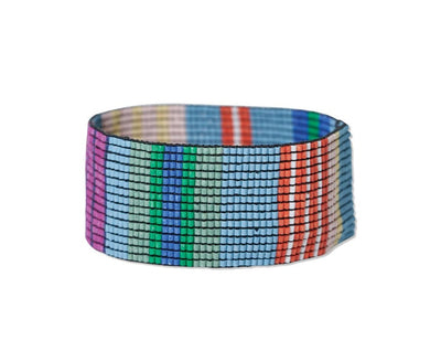 Kenzie Uniform Vertical Colorblock and Stripes Beaded Stretch Bracelet-St.Tropez