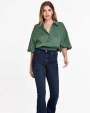 Zariah Puff Sleeve Top- Frosted Green