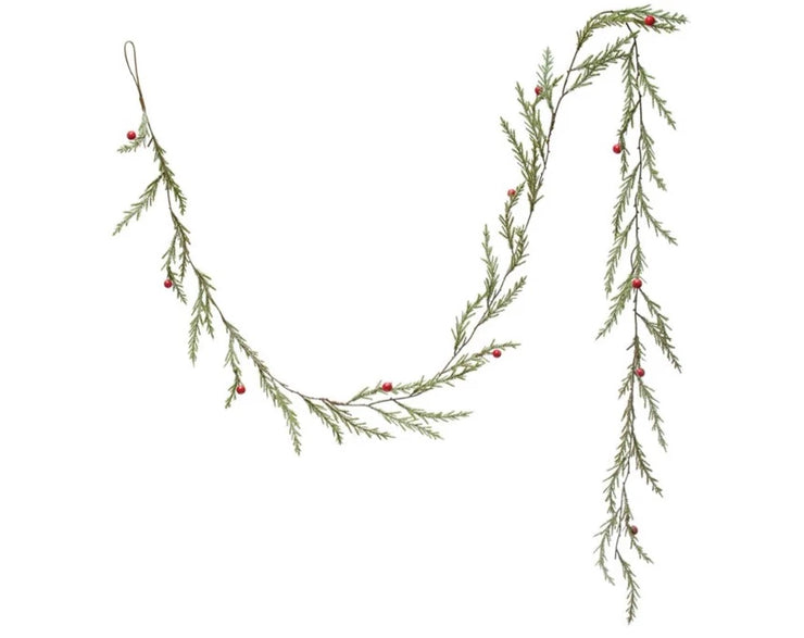 72"L Pine Needle & Red Berry Garland