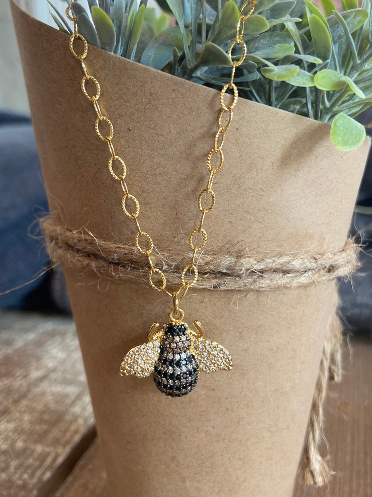 Gold Bumble Bee Necklace