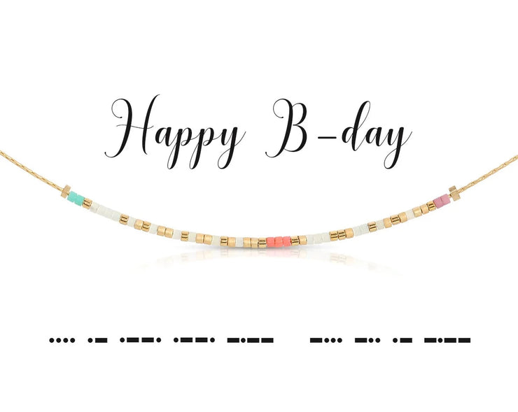 "Happy B'day" Morse Code Necklace