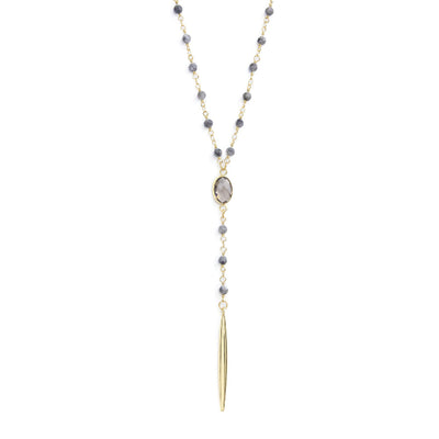 Y Necklace with Crystal Drop