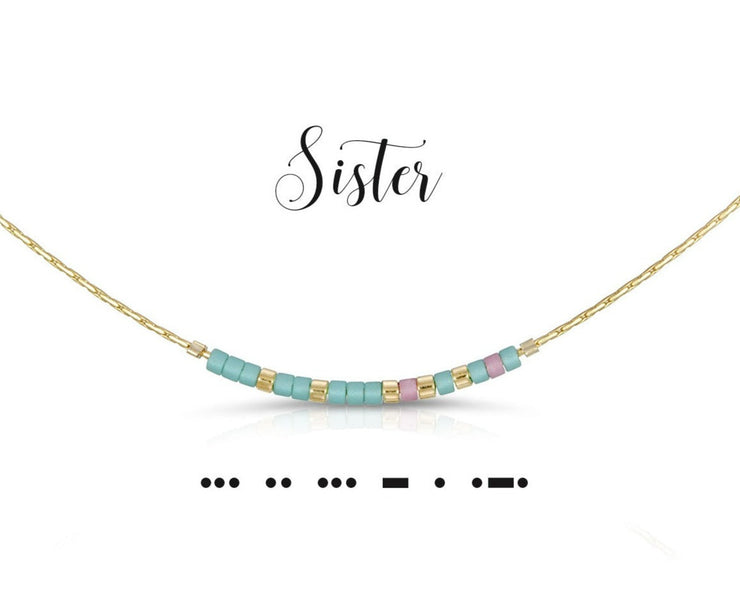 "Sister" Morse Code Necklace