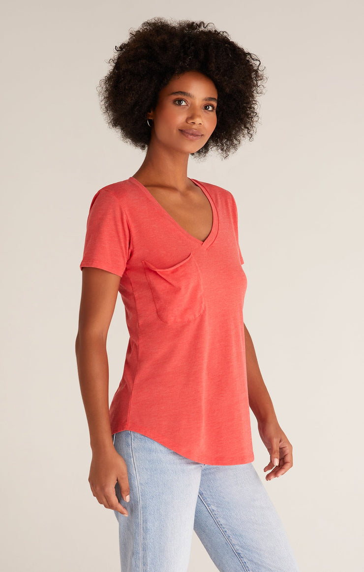 Pocket Tee Coral Red