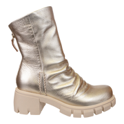 NAKED FEET - PROTOCOL in GOLD Heeled Mid Shaft Boots