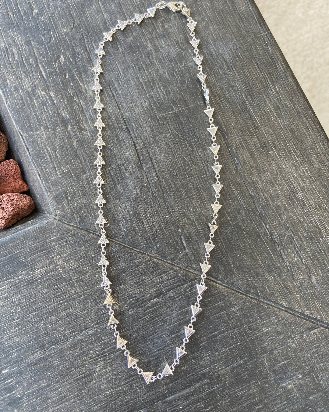 Silver Rhinestone Triangle Necklace
